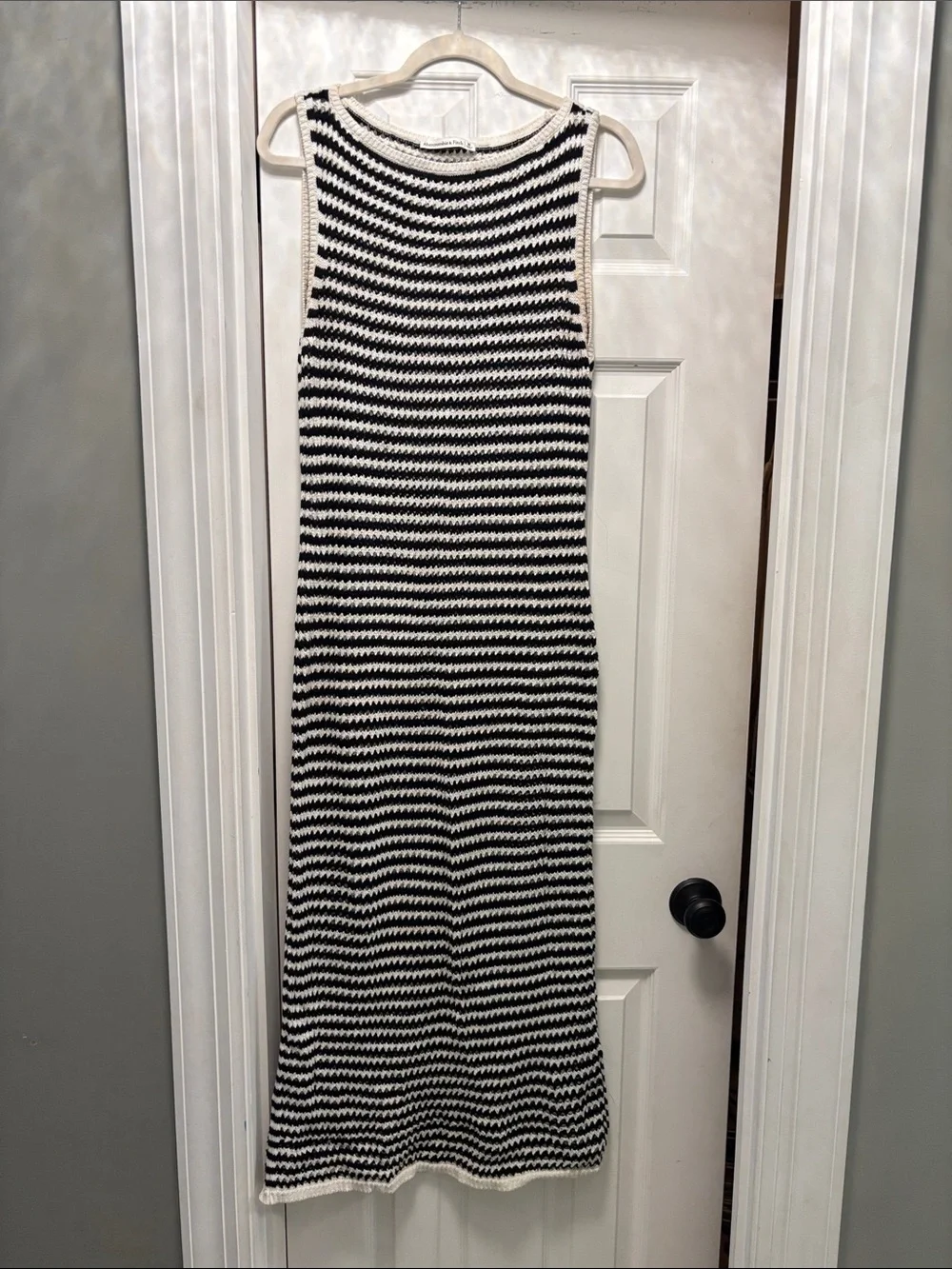 Abercrombie & Fitch Black and White Striped Maxi Dress